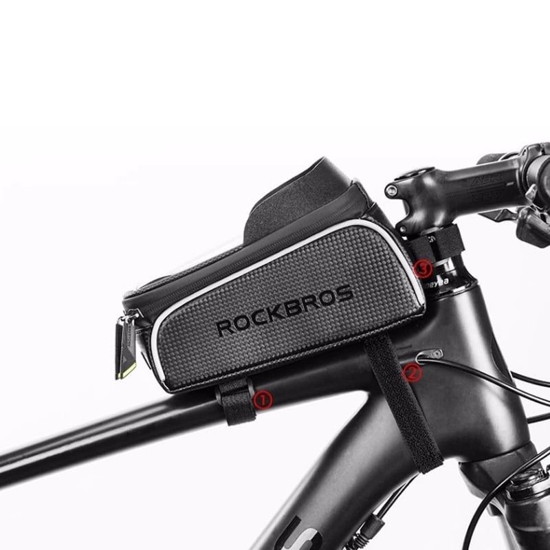 ROCKBROS Support de téléphone étanche avec rangement pour cadre