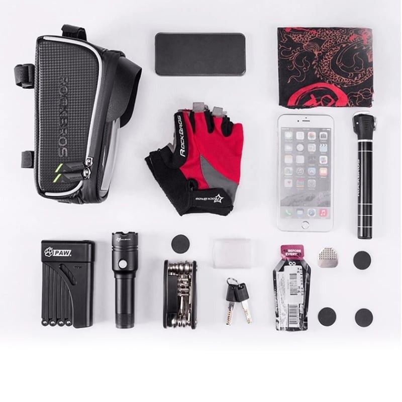 ROCKBROS Support de téléphone étanche avec rangement pour cadre